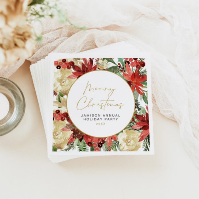 Guardanapo De Papel JOY Red Poinsettia Natal Decência (Criador carregado)