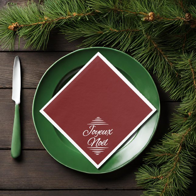 Guardanapo De Papel Joyeux Noel - branco burgundy (Criador carregado)