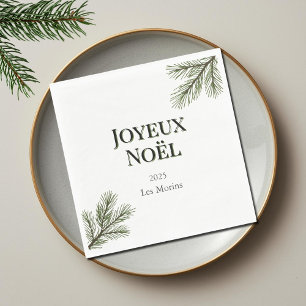 Guardanapo De Papel Joyeux Noel - delicadas ramificações de pínus