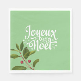 Guardanapo De Papel Joyeux Noel Francês Feliz Natal Vermelho e Verde