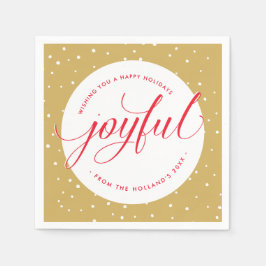 Guardanapo De Papel JOYFUL CHRISTMAS come na moda caligrafia ouro verm