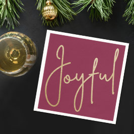 Guardanapo De Papel JOYFUL Dourado Faux Foil em Cranberry