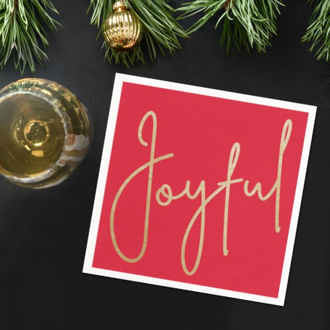 Guardanapo De Papel JOYFUL Dourado Faux Foil em Vermelho (Criador carregado)