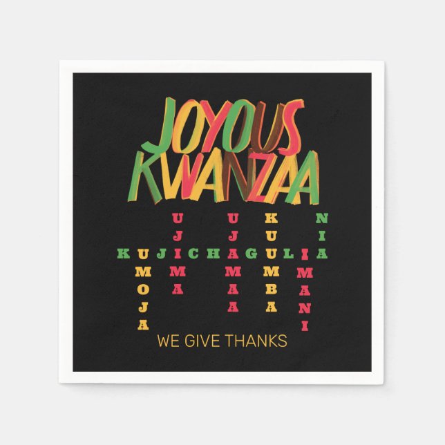 Guardanapo De Papel Joyous KWANZAA Princípios Cruzados (Frente)