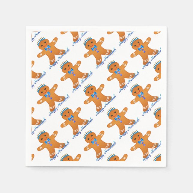 Guardanapo De Papel Judaica Hanukkah Gingerpão Man Menorah (Frente)