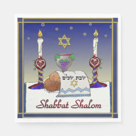 Guardanapo De Papel Judaica Shabbat Shalom Art Impressão Papel Napkins