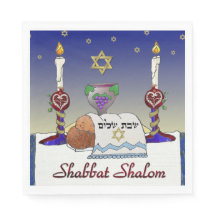 Judaica Shabbat Shalom Art Impressão Papel Napkins