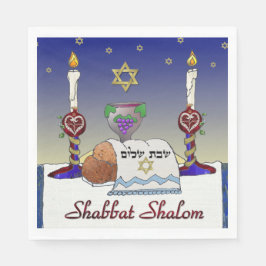 Guardanapo De Papel Judaica Shabbat Shalom Art Impressão Papel Napkins