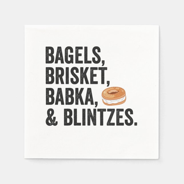 Guardanapo De Papel Judeu Hanukkah Bagels Brisket Bakka mistura o pres (Frente)