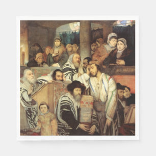 Guardanapo De Papel Judeus Rezando na Sinagoga em Yom Kippur