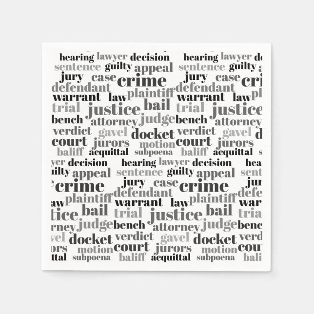 Guardanapo De Papel Judicial Legal Terns Word Cloud Design (Frente)