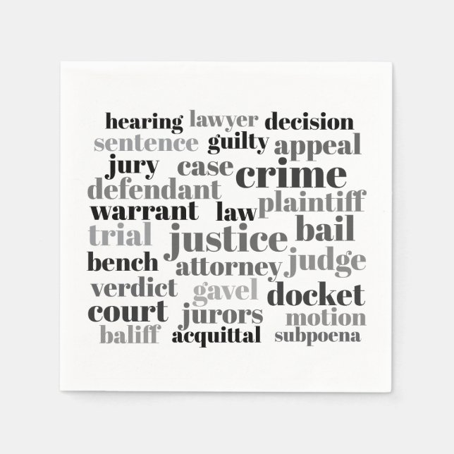 Guardanapo De Papel Judicial Legal Terns Word Cloud Design (Frente)
