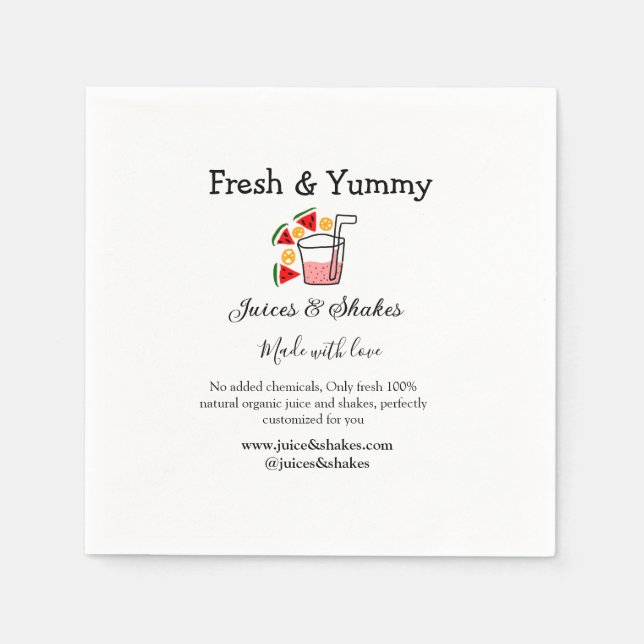 Guardanapo De Papel Juices e shakes website de negócios de restaurante (Frente)