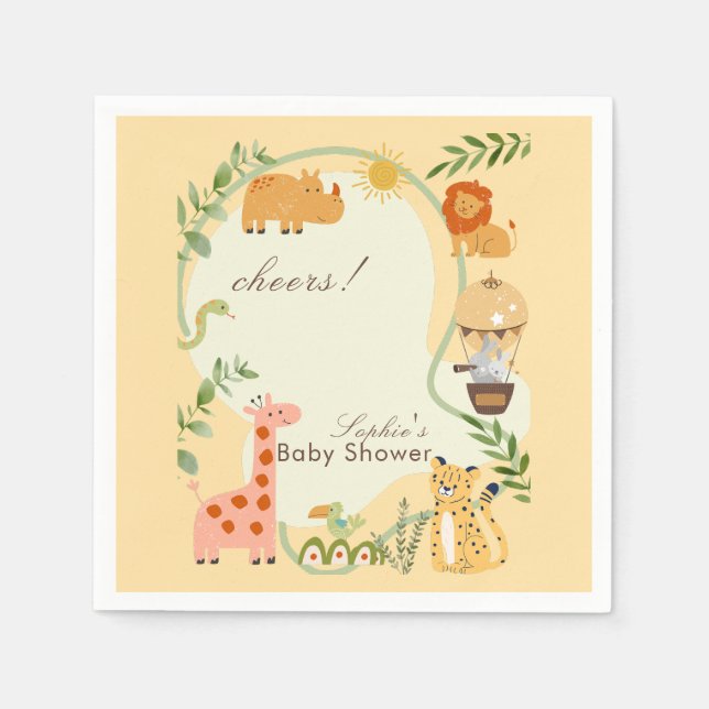 Guardanapo De Papel Jungle Animal Safari Adventure Awaits (Frente)