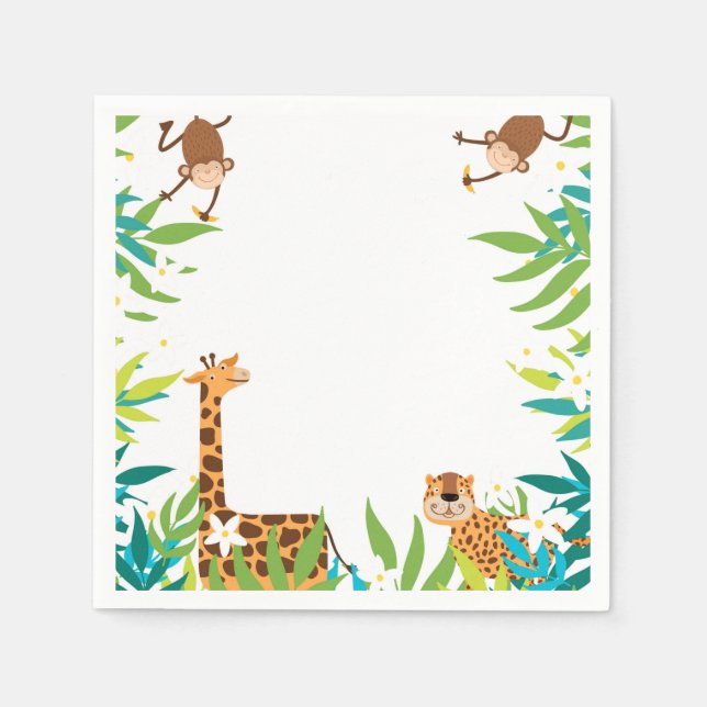 Guardanapo De Papel Jungle Safari — Animais do Partido Napkins (Frente)