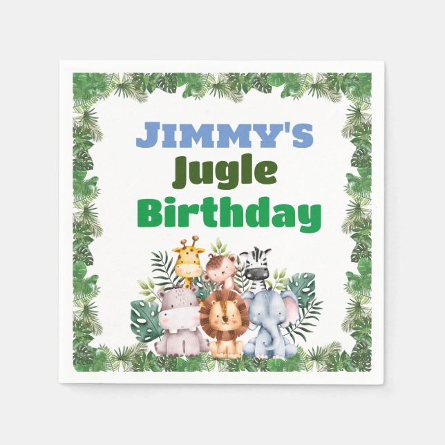 Guardanapo De Papel Jungle Safari Birthday Napkins (Frente)
