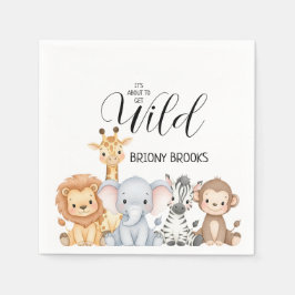 Guardanapo De Papel Jungle Safari "It's About To Get Wild" Baby Shower