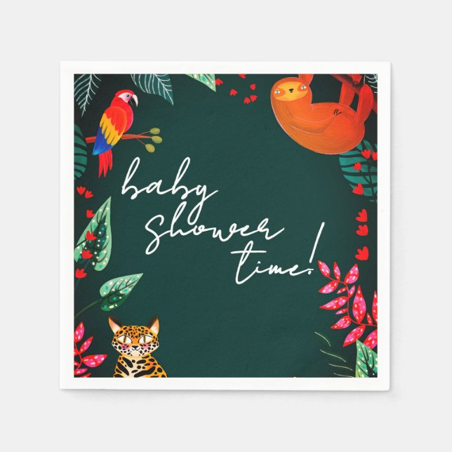 Guardanapo De Papel Jungle Wildlife Baby Shower (Frente)