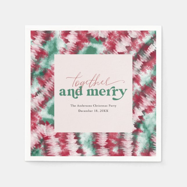 Guardanapo De Papel Juntos e Alegre | Moderno Tie Dye de Natal (Frente)