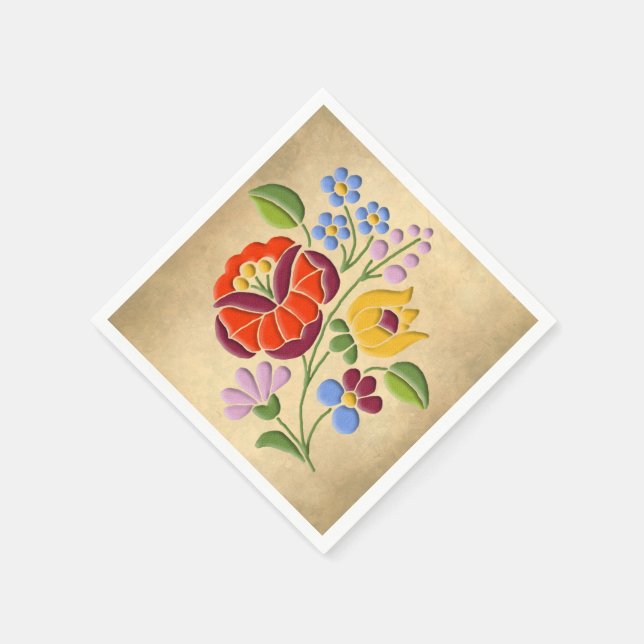 Guardanapo De Papel Kalocsa Embroiderme - Motif húngaro de arte popula (Canto)