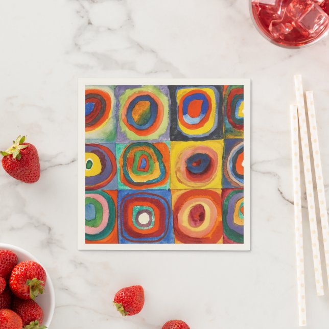 Guardanapo De Papel Kandinsky - Quadrados com Círculos Concentrados (Insitu)