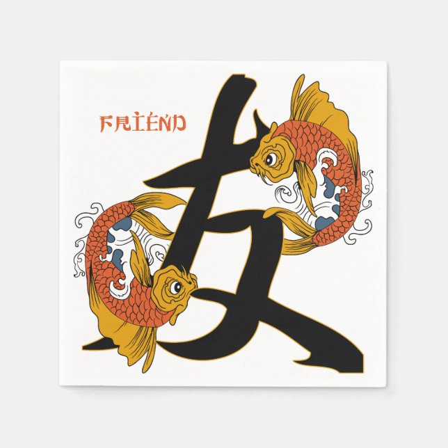 Guardanapo De Papel Kanji Koi Fish Friend (Frente)