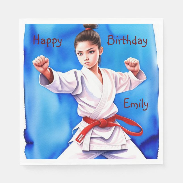 Guardanapo De Papel Karate Girl Birthday (Frente)