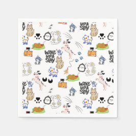 Guardanapo De Papel Kawai Pet Lover - Padrão sem costura