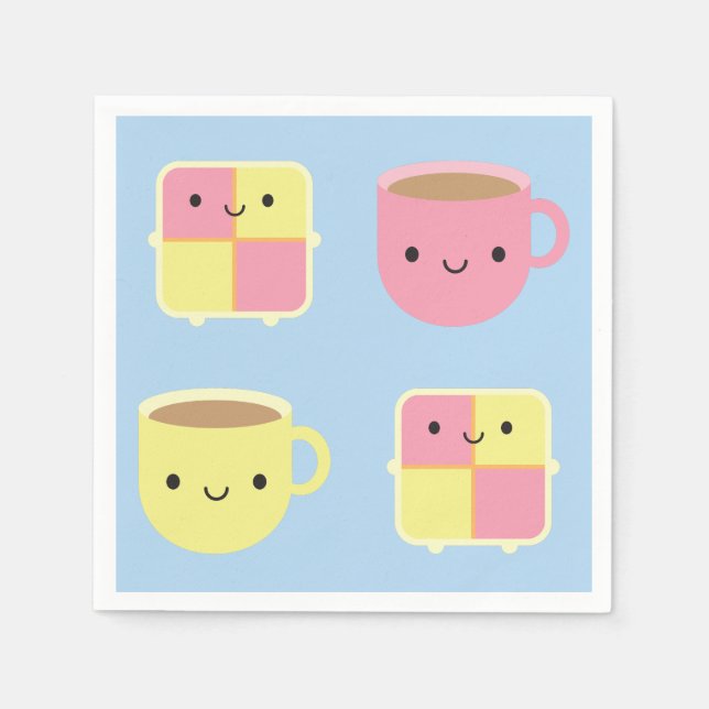 Guardanapo De Papel Kawaii Battenberg Cake & Cup (Frente)