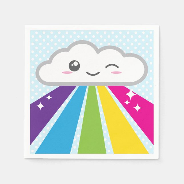 Guardanapo De Papel Kawaii Cloud e Rainbow Napkins (Frente)