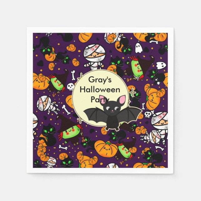 Guardanapo De Papel Kawaii Cute Halloween Party Convidou personalizado (Frente)