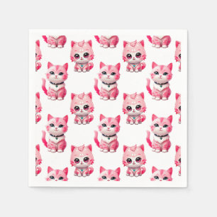 Guardanapo De Papel Kawaii - Gatinhos Rosa Design