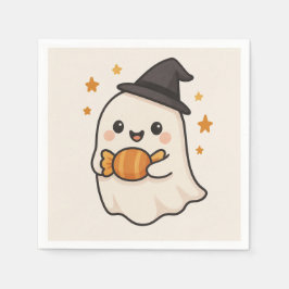 Guardanapo De Papel Kawaii Ghost com o Halloween Candy