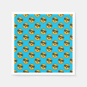 Guardanapo De Papel Kawaii Happy Sun com óculos escuros