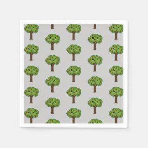 Guardanapo De Papel Kawaii Happy Winking Apple Tree