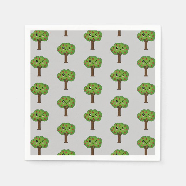Guardanapo De Papel Kawaii Happy Winking Apple Tree (Frente)