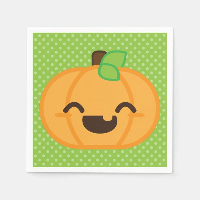 Guardanapo De Papel Kawaii Jack O Lanterna Pumpkin Napkins (Frente)