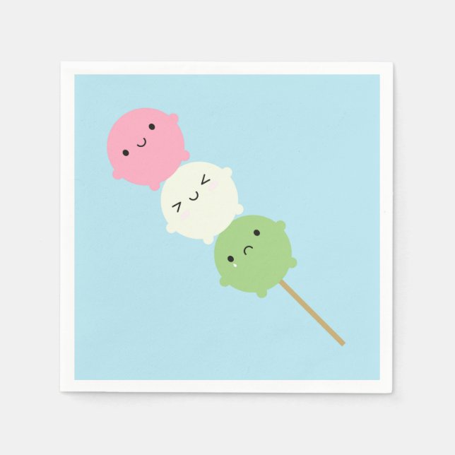 Guardanapo De Papel Kawaii Mochi Dango (Frente)