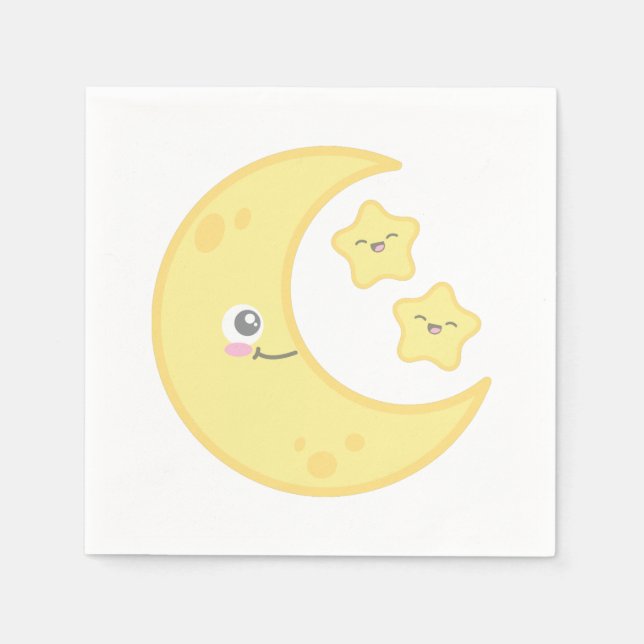 Guardanapo De Papel Kawaii Moon e Stars Napkins (Frente)