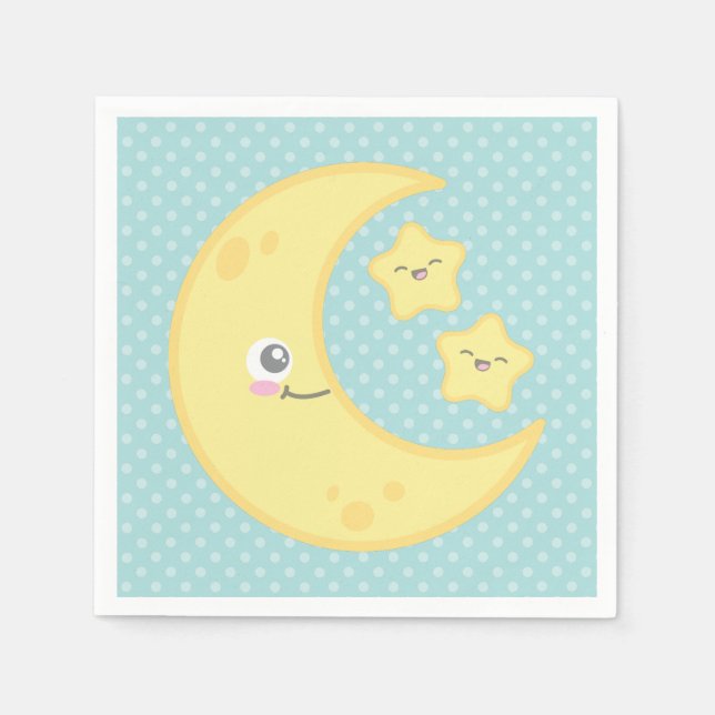 Guardanapo De Papel Kawaii Moon e Stars Napkins (Frente)