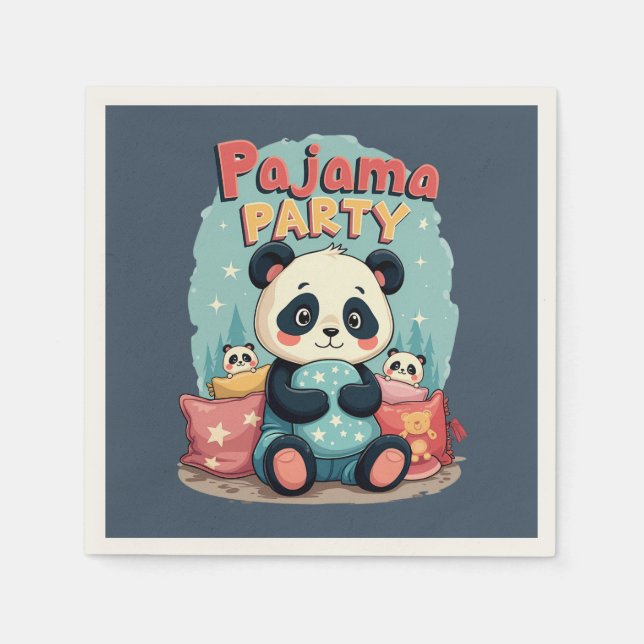 Guardanapo De Papel Kawaii Panda Pajama Partido Cozy Sleepover Aestéti (Frente)