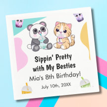 Kawaii Panda & Tiger Bubble Tea Aniversário Infant