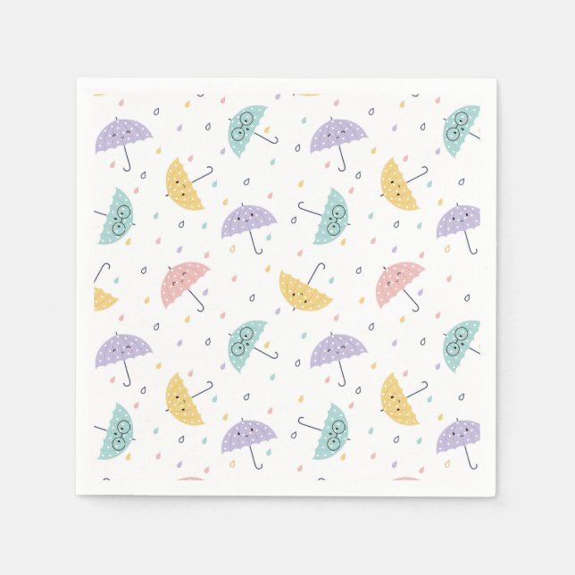 Guardanapo De Papel Kawaii Pastel Umbrella Pattern Napkins (Frente)