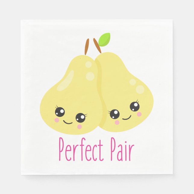 Guardanapo De Papel Kawaii Pear Casal Perfeito Par Funny Pun (Frente)