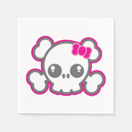 Guardanapo De Papel Kawaii Pink Ribbon Skull Napkins