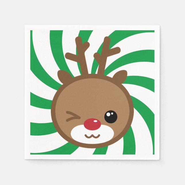 Guardanapo De Papel Kawaii Reindeer Paper Napkins (Frente)