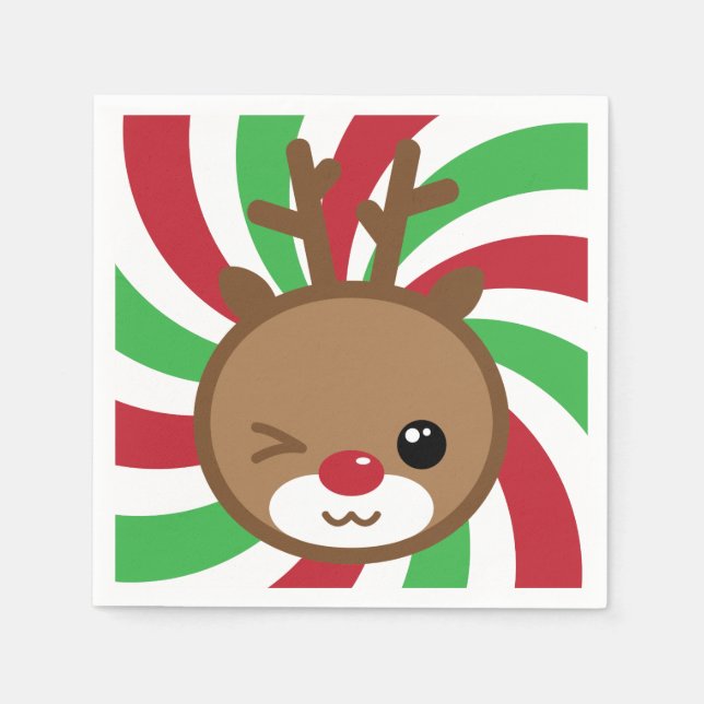 Guardanapo De Papel Kawaii Reindeer Paper Napkins (Frente)