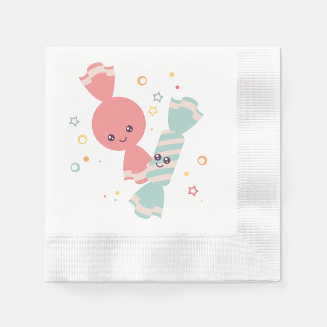 Guardanapo De Papel Kawaii sorrindo de papel doce Napkins (Frente)