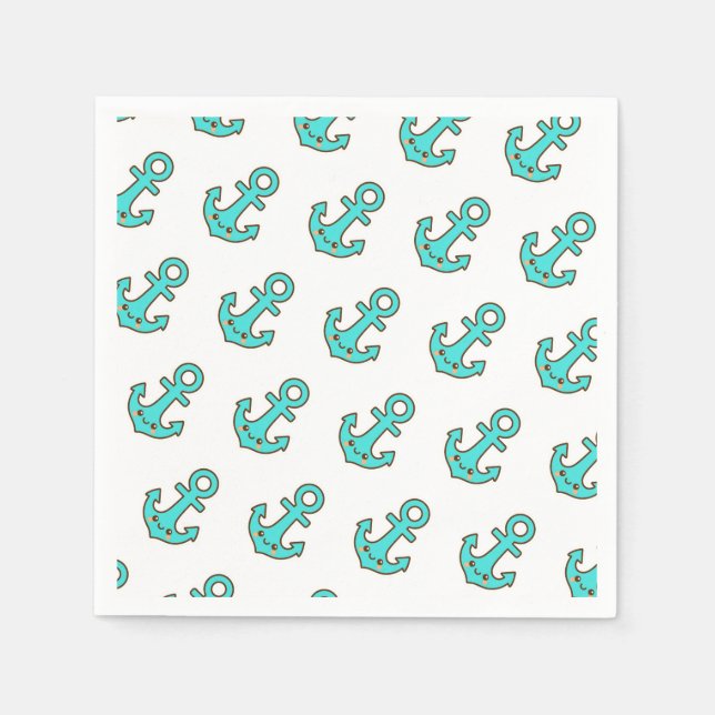 Guardanapo De Papel Kawaii Turquoise Anchor - Whimsical & Cheerful (Frente)