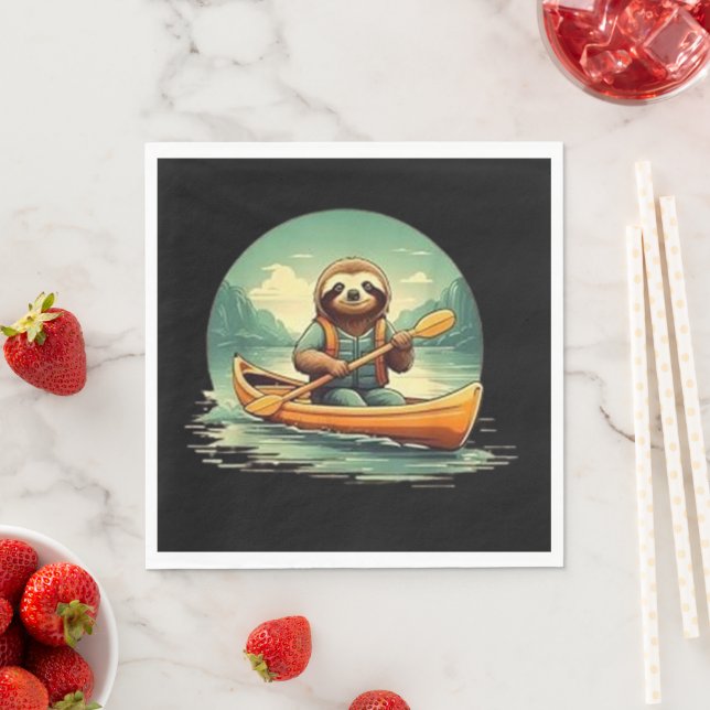 Guardanapo De Papel Kayaking Sloth Canoé Amam Animais Engraçados Vinta (Insitu)